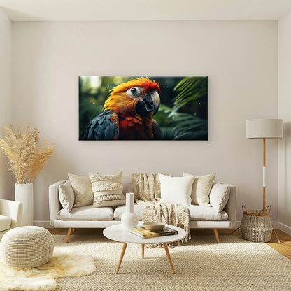 Colorful Scarlet Macaw Parrot Tropical Bird Wall Art Canvas Office Home Room Framed 120x60cm