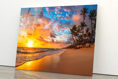 View of Paradise Tropical Island Beach Acrylic Glass Print Tempered Glass Wall Art 100% Made in Australia Ready to Hang