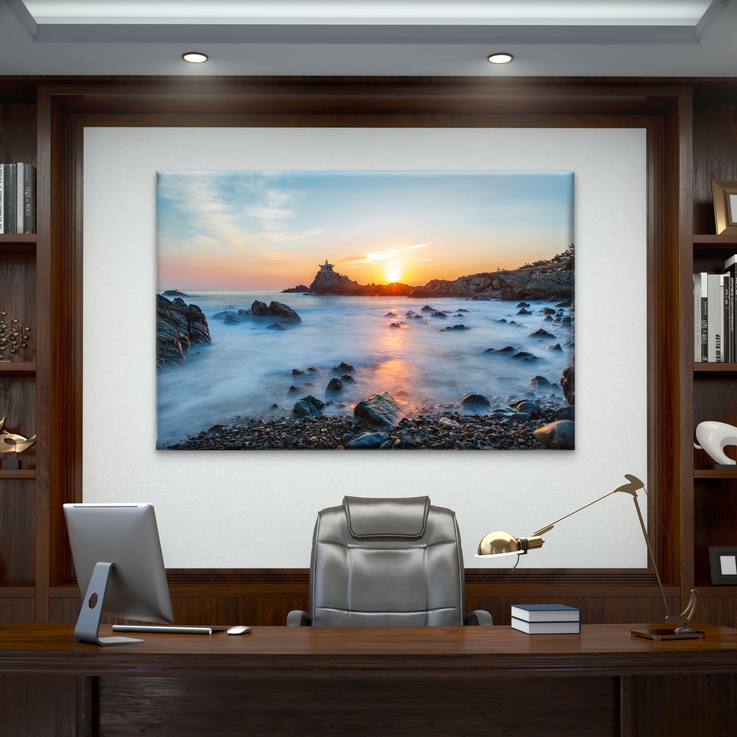 Beautiful sunrise over Orangdae Park coast, South Korea  Wall Art Decor 100% Australian Made