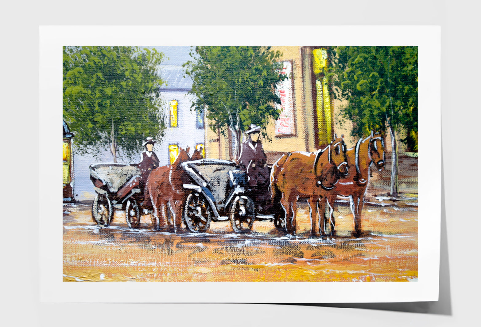 Old City, Horses Oil Painting Wall Art Limited Edition High Quality Print Unframed Roll Canvas None