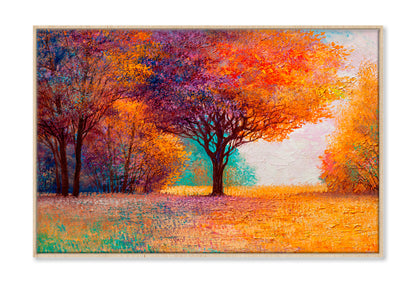 Autumn Forest, Orange Leaves Oil Painting Wall Art Limited Edition High Quality Print Canvas Box Framed Natural