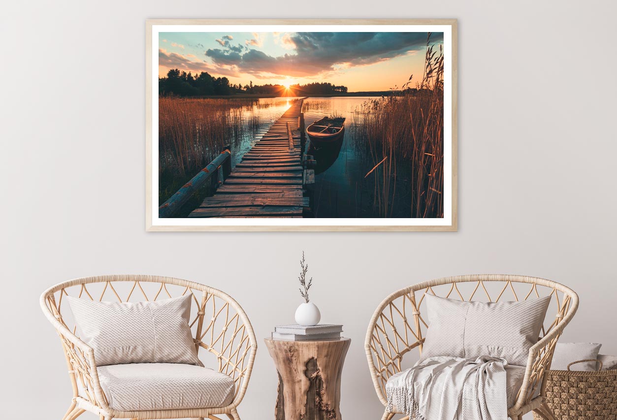 Boat On Lake & Forest View Home Decor Premium Quality Poster Print Choose Your Sizes - Bella Home Decor