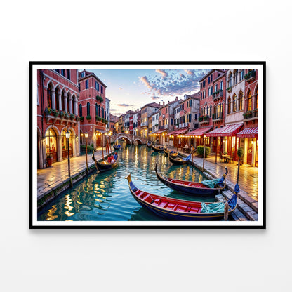 Venice Canals with Buildings Oil Painting Home Decor Premium Quality Poster Print Choose Your Sizes