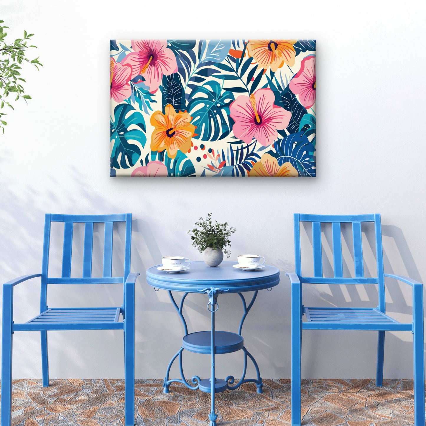 Hibiscus Monstera Tropical Leaf Pattern Wall Art Decor 100% Australian Made