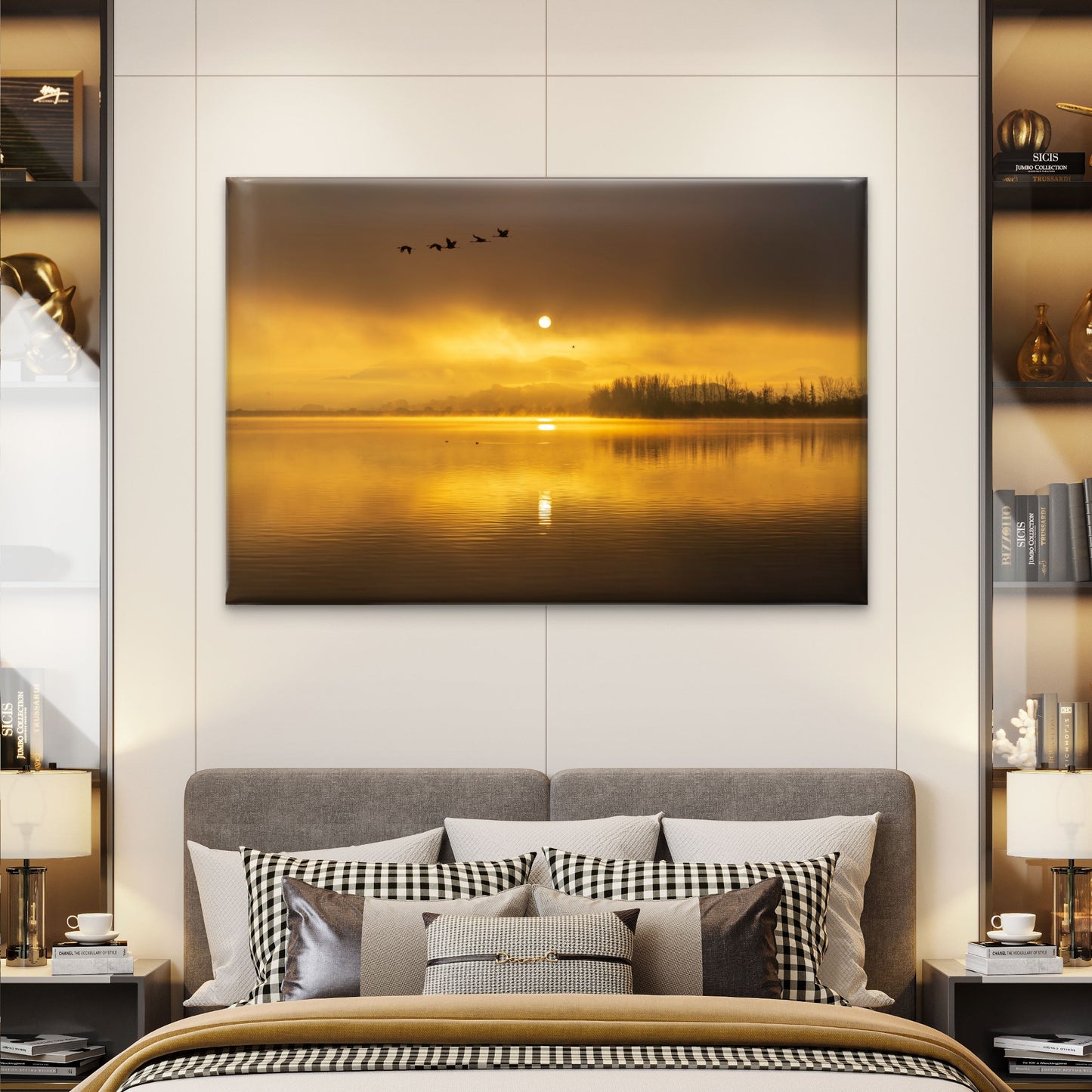 Golden Morning Sunrise At The Junam Reservoir South Korea Wall Art Decor 100% Australian Made