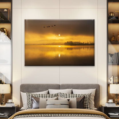 Golden Morning Sunrise At The Junam Reservoir South Korea Wall Art Decor 100% Australian Made