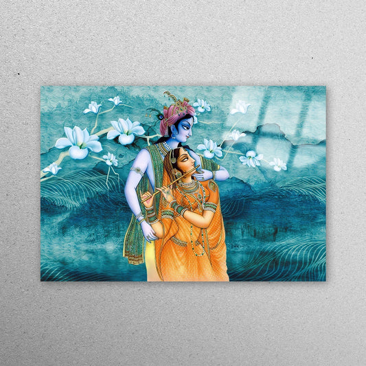 Radha Krishna Hindu Couple Acrylic Glass Print Tempered Glass Wall Art 100% Made in Australia Ready to Hang