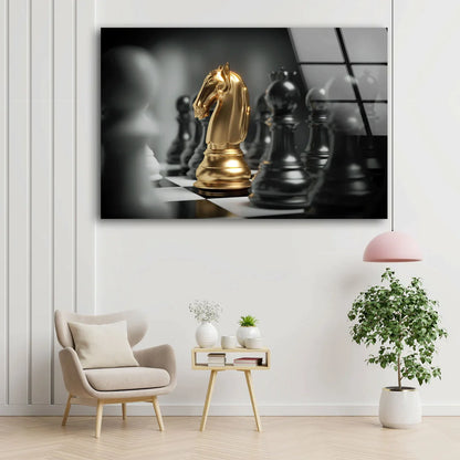 Gold Black Chess Board UV Direct Aluminum Print Australian Made Quality