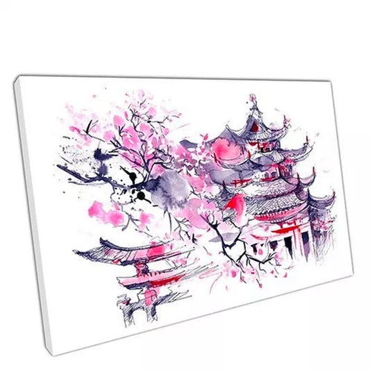 Japanese illustration art Cherry blossom UV Direct Aluminum Print Australian Made Quality