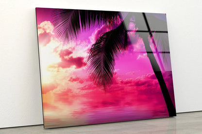 Palm Trees & Sunset Sky UV Direct Aluminum Print Australian Made Quality