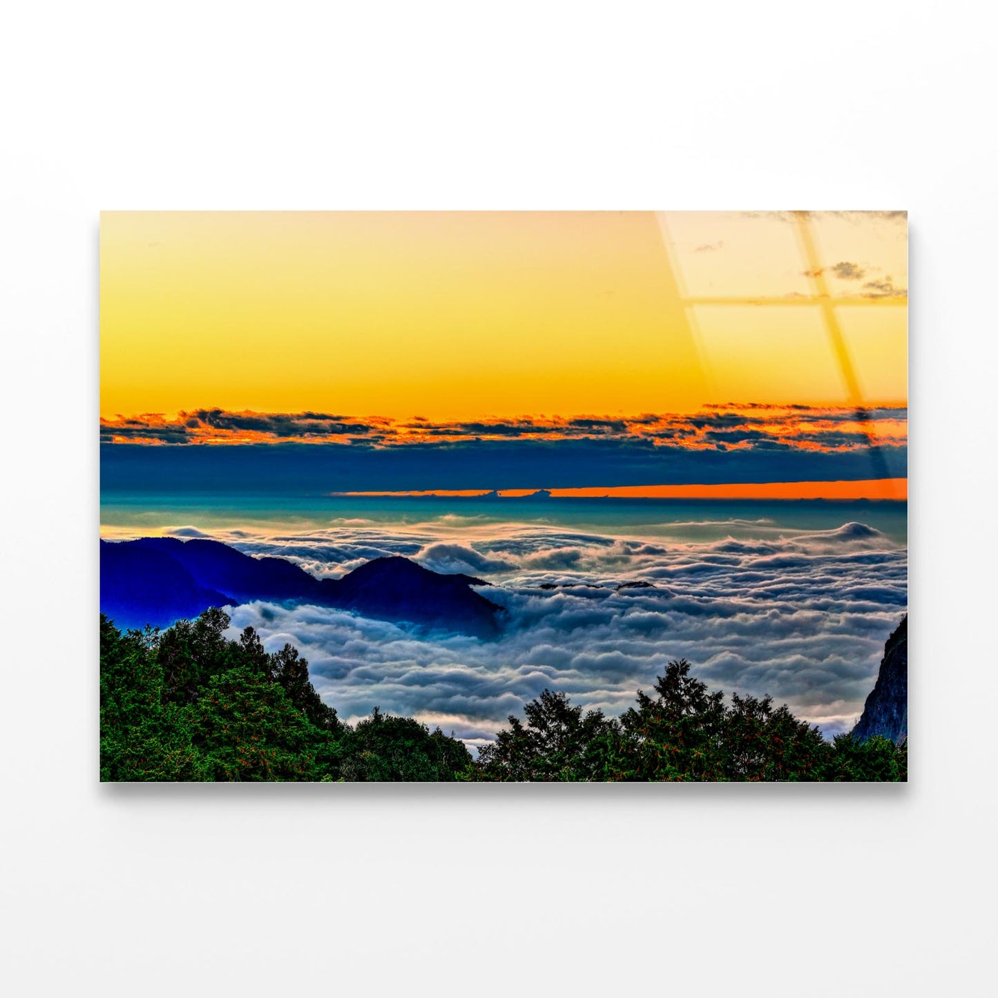 Mountain Scenery at Sunset View Alishan Chiayi Taiwan Acrylic Glass Print Tempered Glass Wall Art 100% Made in Australia Ready to Hang