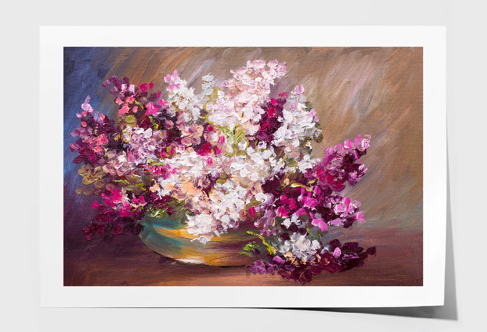 Bouquet Of Lilac Flower Vase, Colorful Still Life Oil Painting Limited Edition High Quality Print Unframed Roll Canvas None