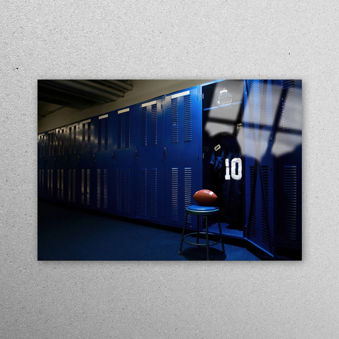 Locker Room Football Acrylic Glass Print Tempered Glass Wall Art 100% Made in Australia Ready to Hang