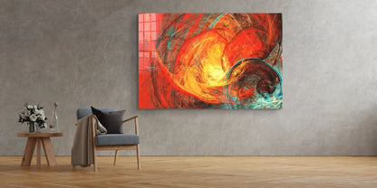 Red Orange Abstract UV Direct Aluminum Print Australian Made Quality