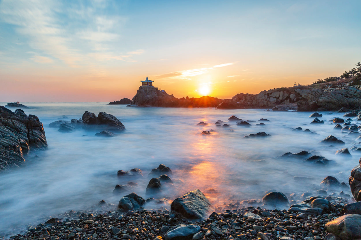 Beautiful sunrise over Orangdae Park coast, South Korea  Wall Art Decor 100% Australian Made