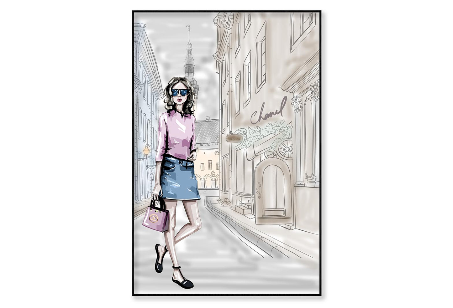 Elegant Fashion Store Art Wall Art Limited Edition High Quality Print Canvas Box Framed Black