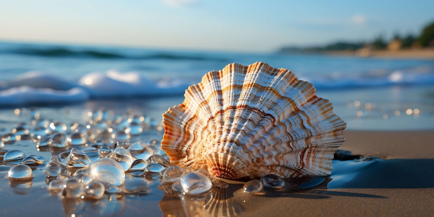 Ocean Beach Seashell Sunny Shore Wall Art Canvas Office Home Framed 120x60cm