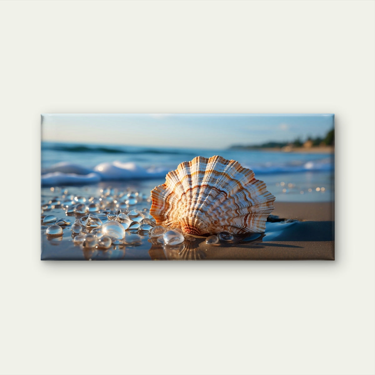 Ocean Beach Seashell Sunny Shore Wall Art Canvas Office Home Framed 120x60cm