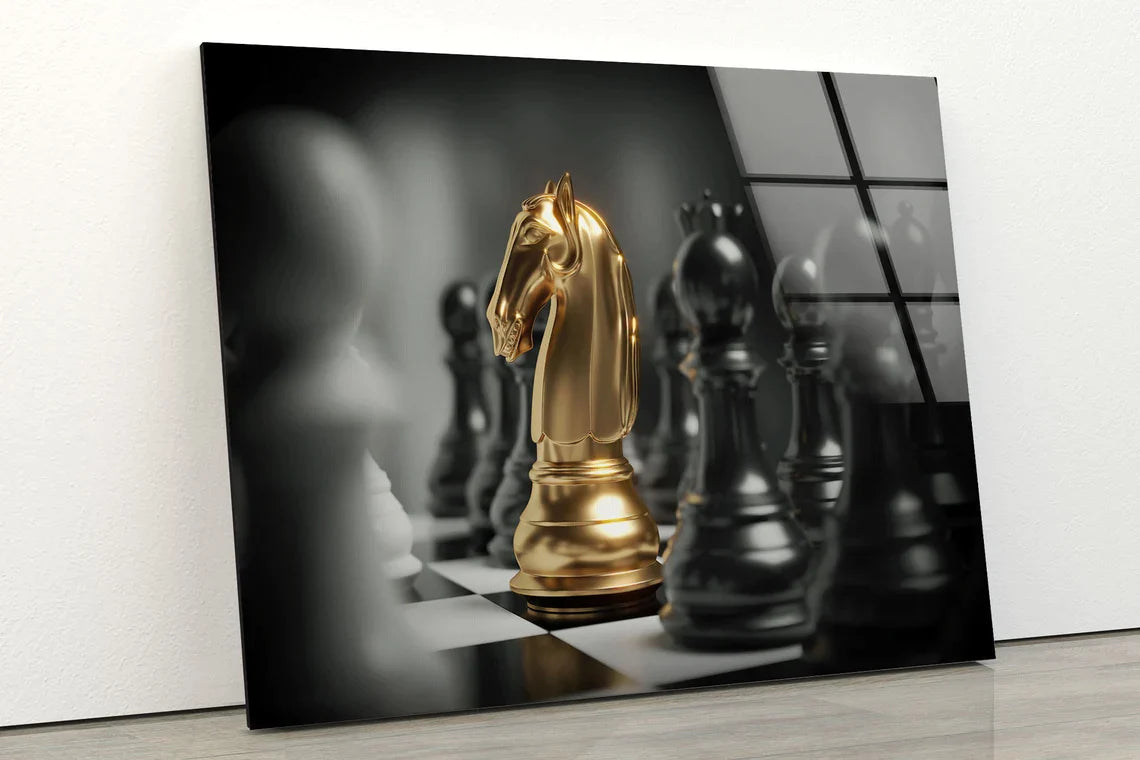 Gold Black Chess Board UV Direct Aluminum Print Australian Made Quality