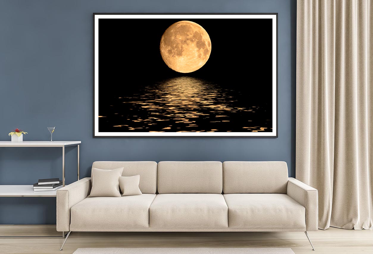 Full Moon Over Cold Night Water Home Decor Premium Quality Poster Print Choose Your Sizes