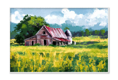 Painting Of Old Farm and Fields in Countryside Wall Art Limited Edition High Quality Print