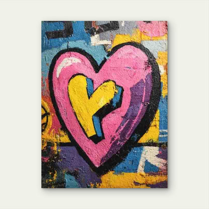 Graffiti-Style Hearts, Love-Themed Decor Metal Print Ready to Hang