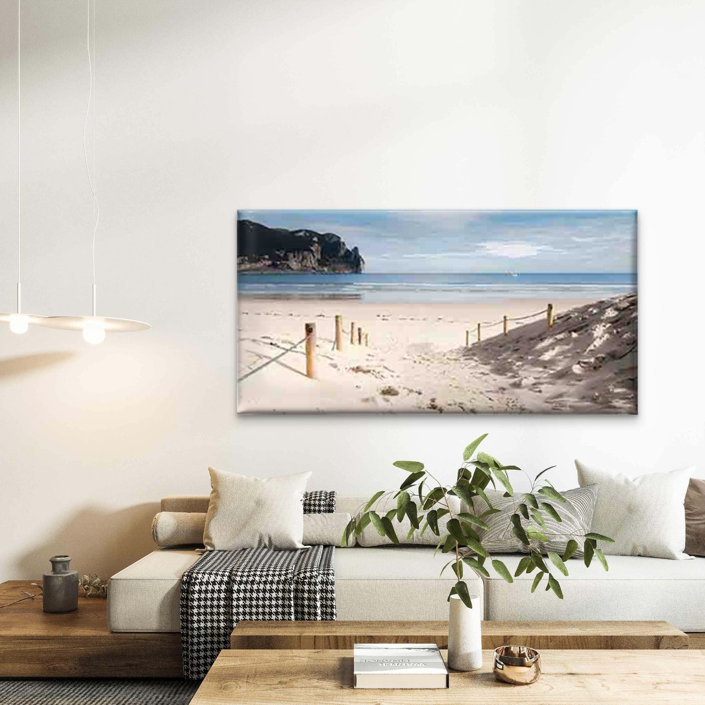Seaside Scene with Sunny Beach Wall Art Canvas Office Home Room Framed 120x60cm - Bella Home Decor
