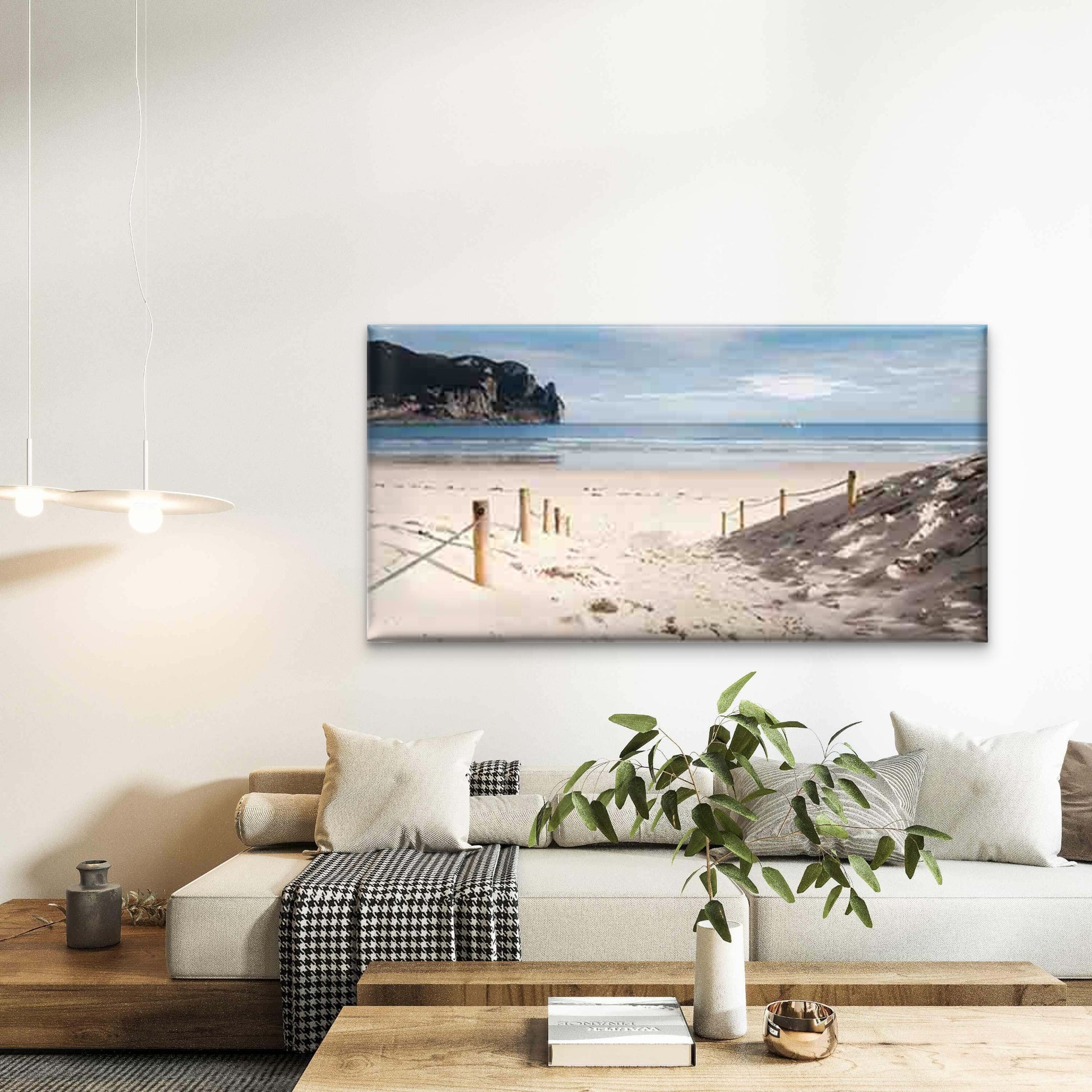 Seaside Scene with Sunny Beach Wall Art Canvas Office Home Room Framed 120x60cm - Bella Home Decor