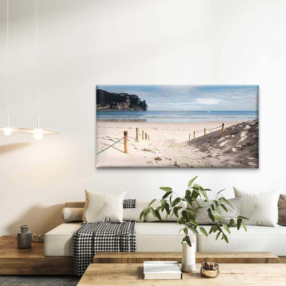 Seaside Scene with Sunny Beach Wall Art Canvas Office Home Room Framed 120x60cm - Bella Home Decor