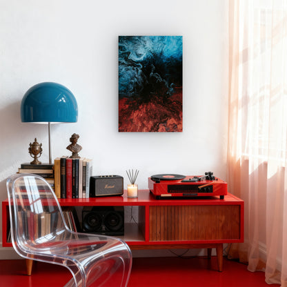 Vibrant Blue And Red Abstract 60x90cm Metal Print Ready to Hang