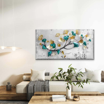 Modern Ginkgo Leaves Wall Art Canvas Office Home Room Framed 120x60cm - Bella Home Decor
