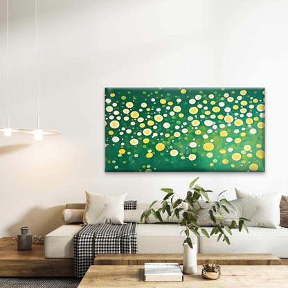Green Background with Polka Dot Wall Art Canvas Office Home Room Framed 120x60cm