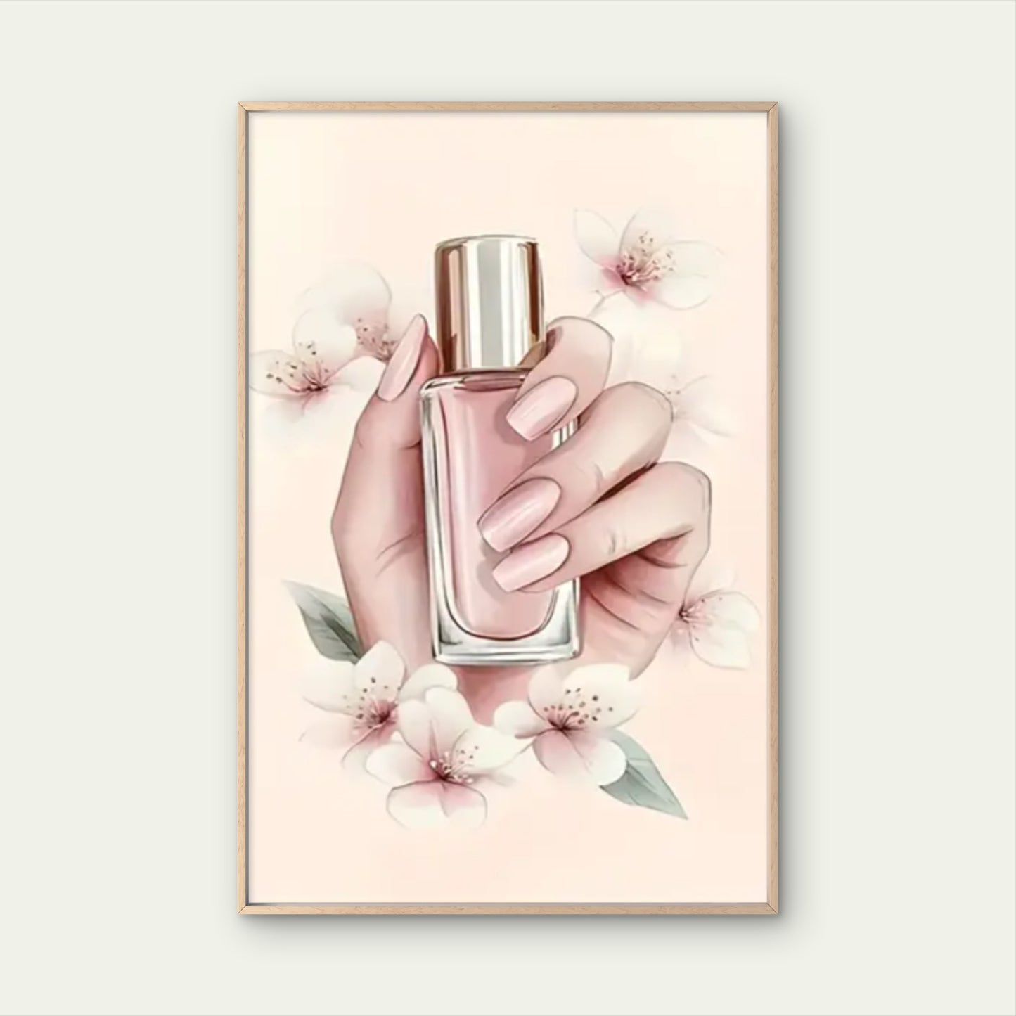 Woman Holding Perfume Bottle with Cherry Blossoms Fashion Home Decor Premium Quality Poster Print Choose Your Sizes