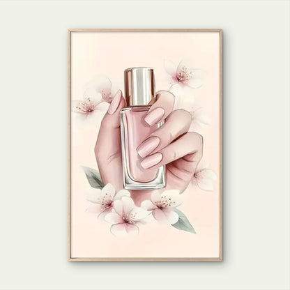Woman Holding Perfume Bottle with Cherry Blossoms Fashion Home Decor Premium Quality Poster Print Choose Your Sizes