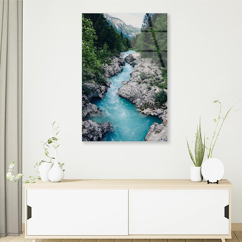 Beautiful Blue Apline River Soca Portrait Photograph Acrylic Glass Print Tempered Glass Wall Art 100% Made in Australia Ready to Hang - Bella Home Decor
