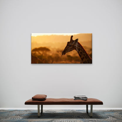 African Giraffe Sunset Wildlife Wall Art Canvas Office Home Framed 120x60cm