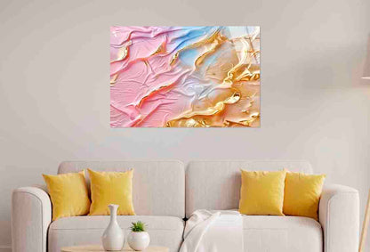 Pink Blue Pastel Gold Tempered Glass Printing Wall Art Australian Made Quality