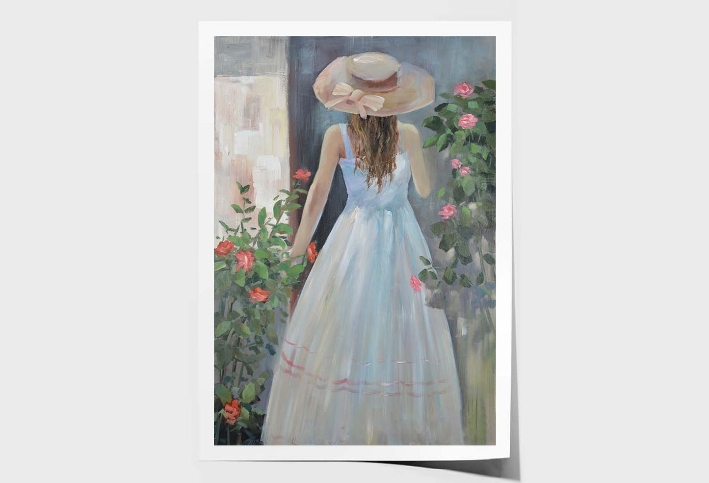 A Woman's Back, White Dress & Hat Wall Art Limited Edition High Quality Print