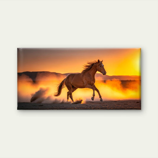 Wild Horse in Utah Desert Dust Wall Art Canvas Office Home Room Framed 120x60cm
