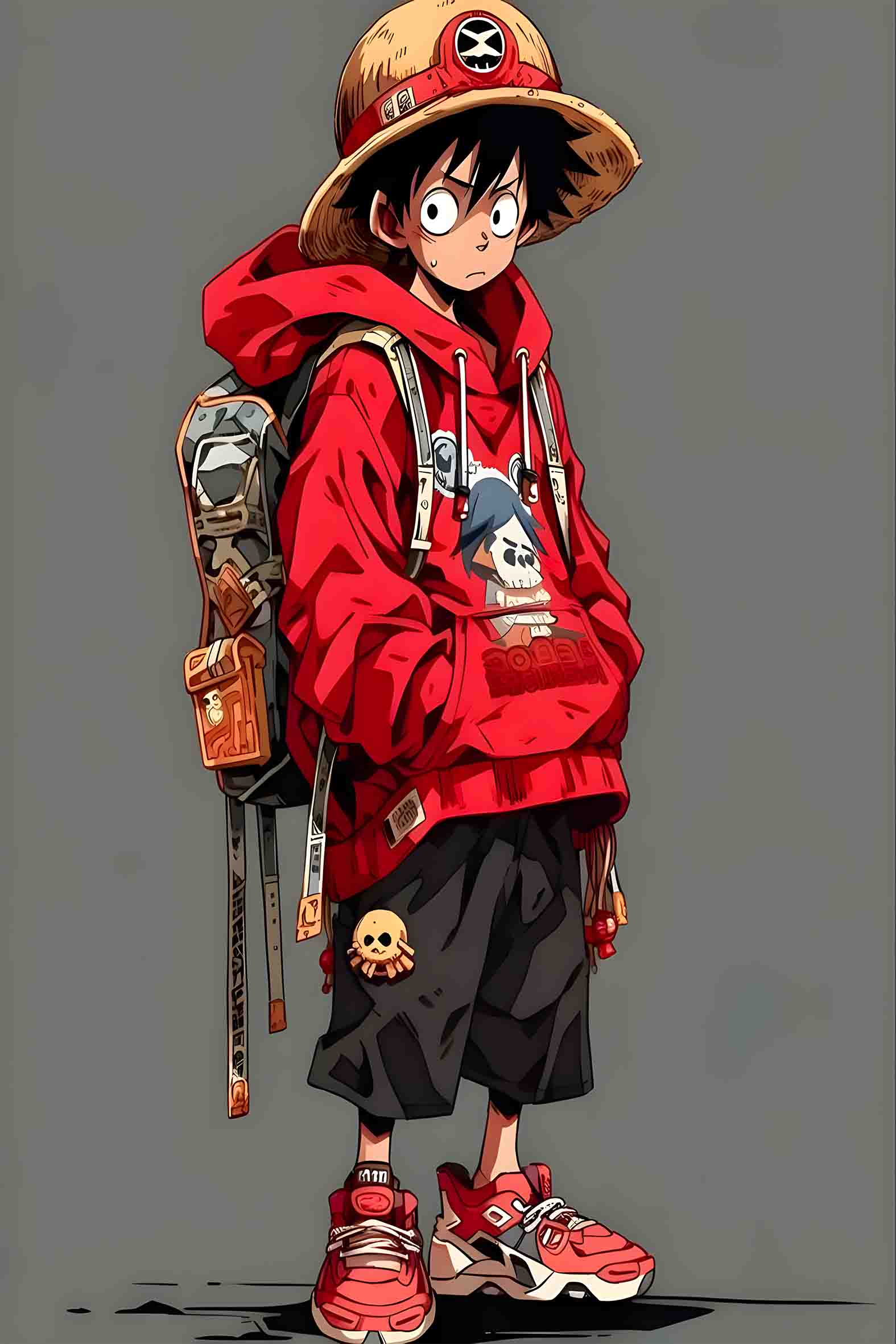 Anime Hero Red Hoodie Figure 60x90cm Metal Print Ready to Hang - Bella Home Decor