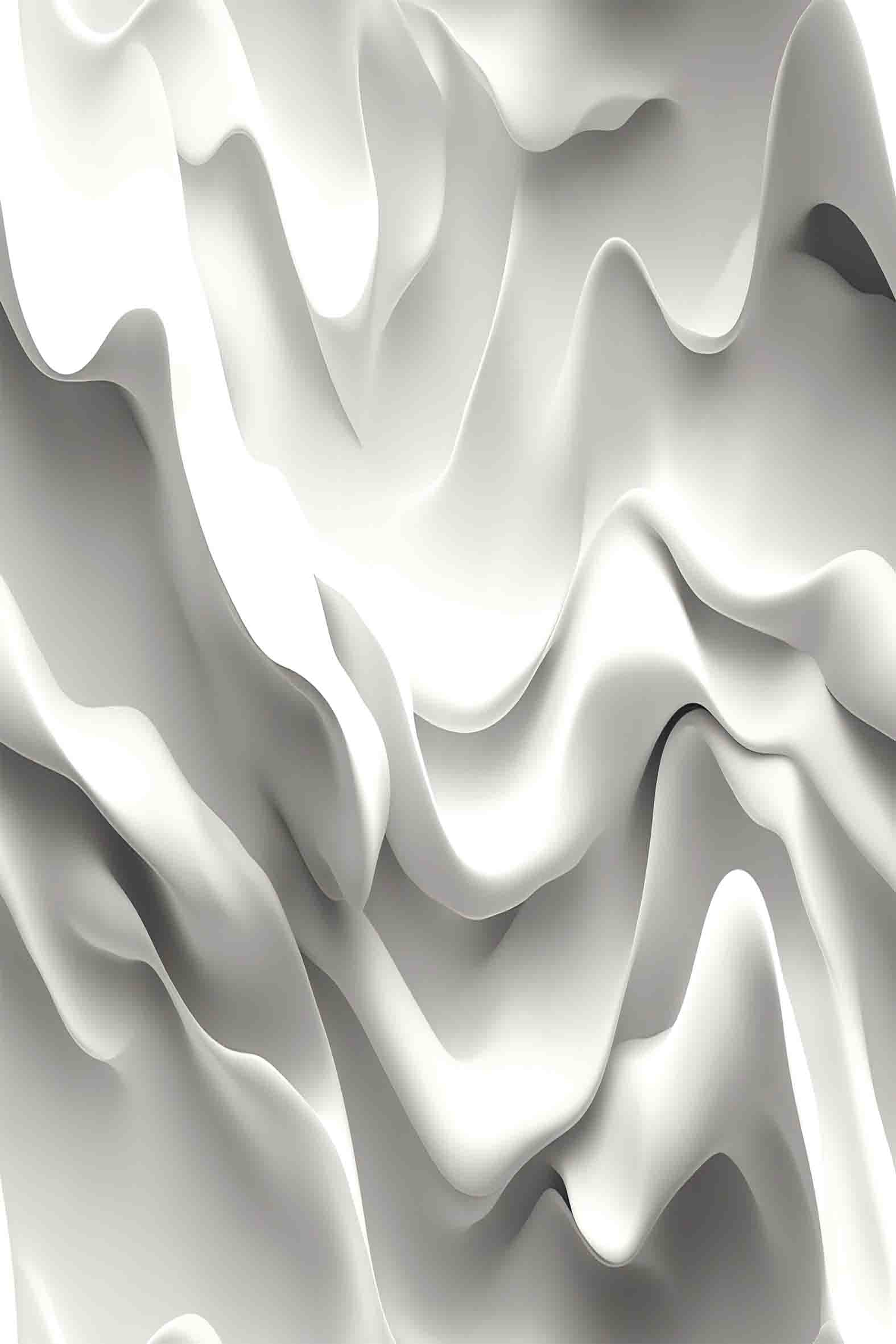 White 3D Flowing Silk Wave 60x90cm Metal Print Ready to Hang - Bella Home Decor