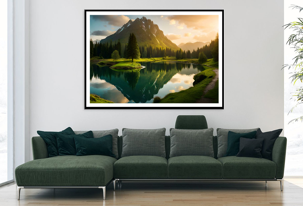 View of Sunrise over the Mountains Home Decor Premium Quality Poster Print Choose Your Sizes