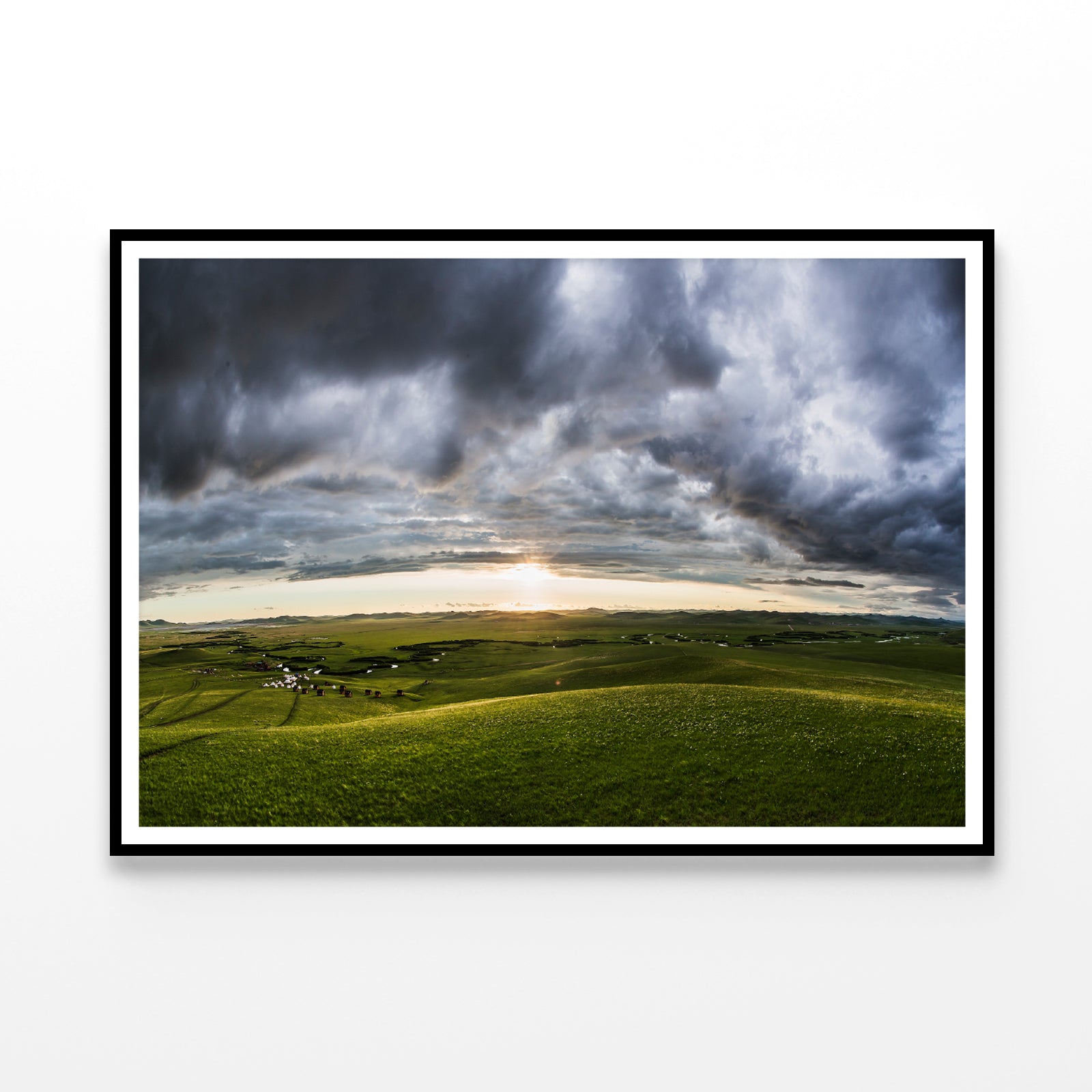 A Large Green Grassland with Clouds in the Sky Home Decor Premium Quality Poster Print Choose Your Sizes - Bella Home Decor