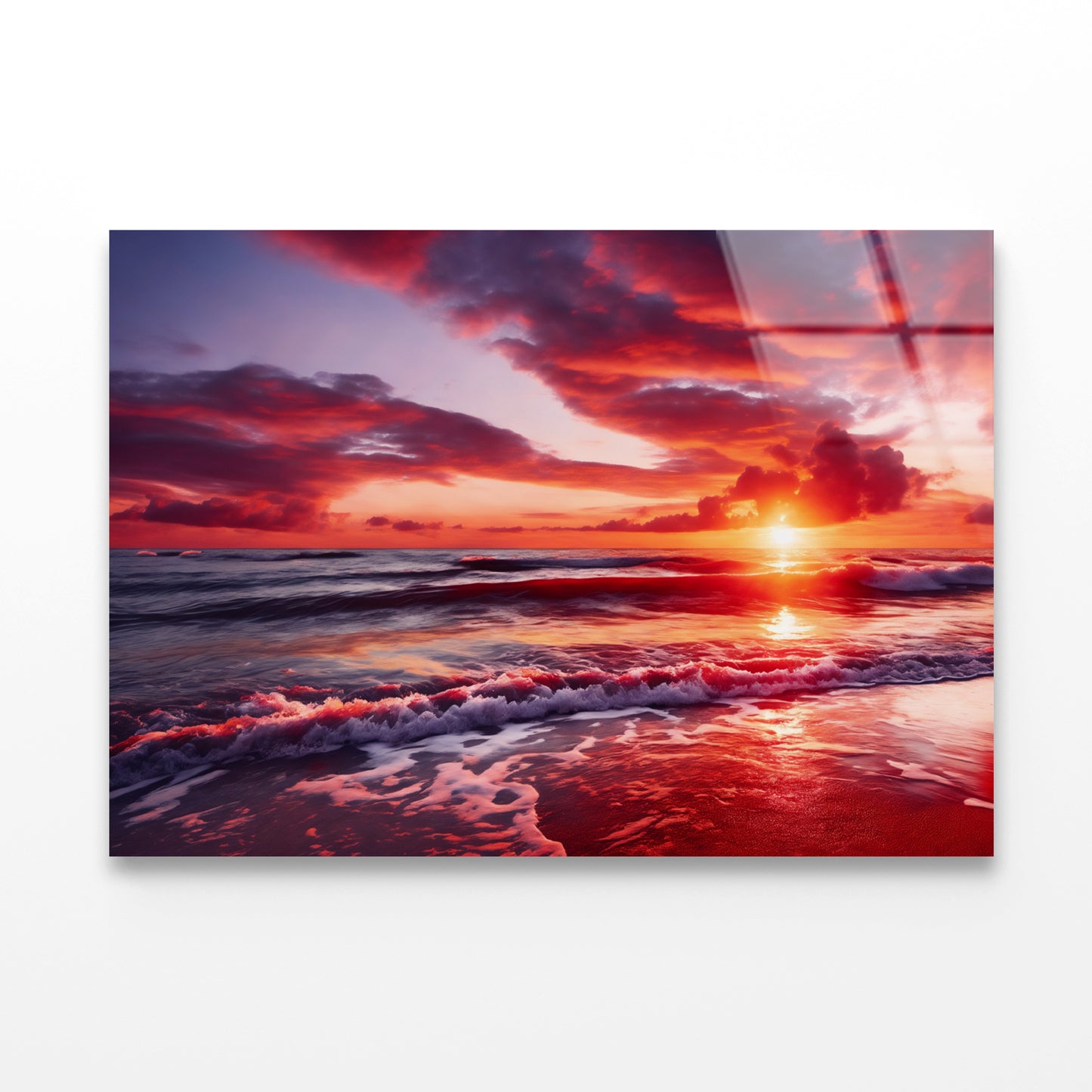 Sunset over a Beach with Sky Acrylic Glass Print Tempered Glass Wall Art 100% Made in Australia Ready to Hang - Bella Home Decor