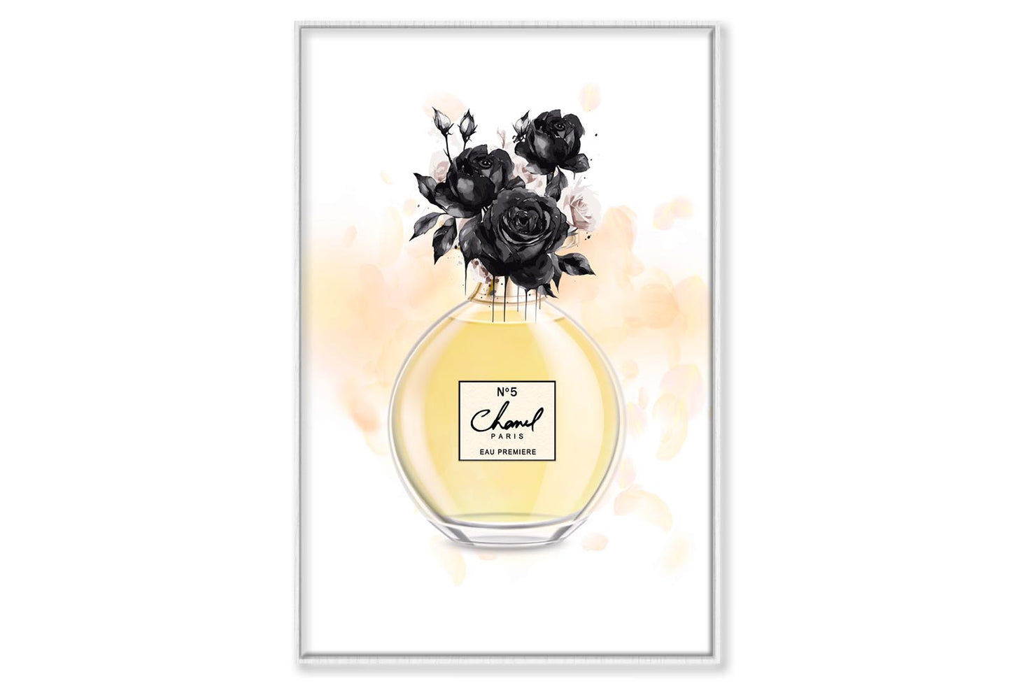 Yellow Black Perfume Wall Art Limited Edition High Quality Print Canvas Box Framed White