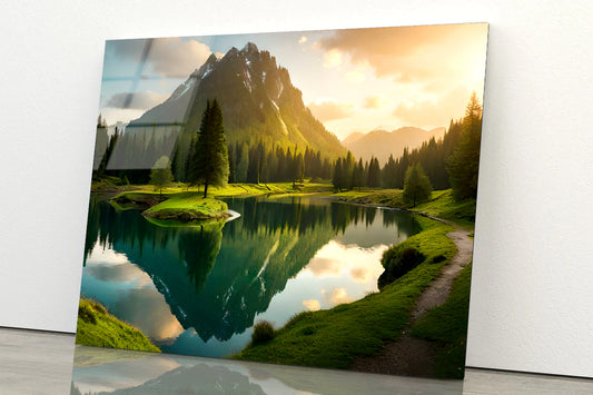 View of Sunrise over the Mountains Acrylic Glass Print Tempered Glass Wall Art 100% Made in Australia Ready to Hang