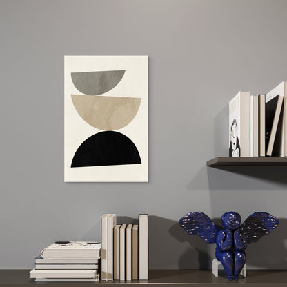 Geometric Abstract Shapes Gray Beige 40x60cm Metal Print Ready to Hang