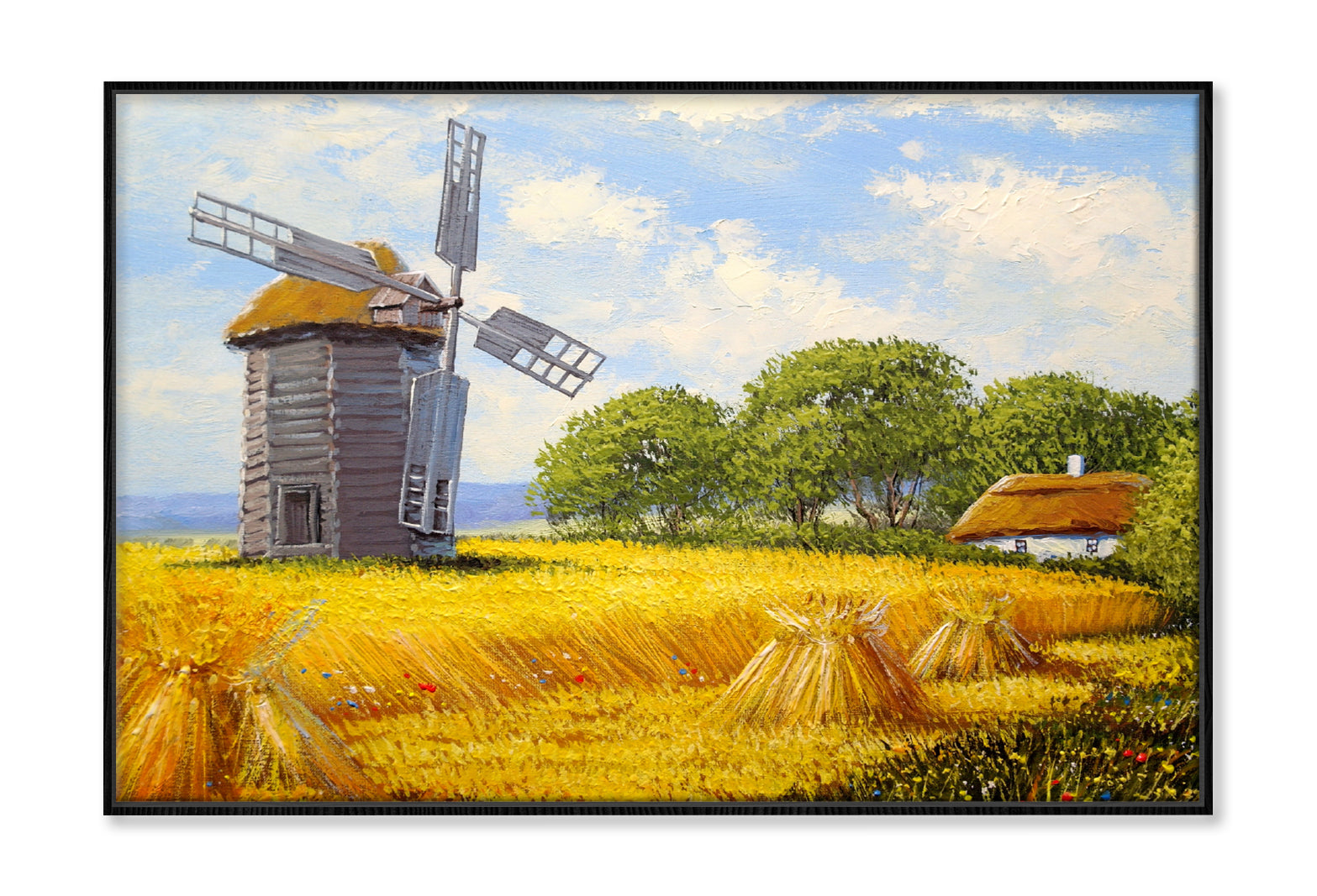 Old Village Windmill in Ukraine Oil Painting Wall Art Limited Edition High Quality Print Canvas Box Framed Black