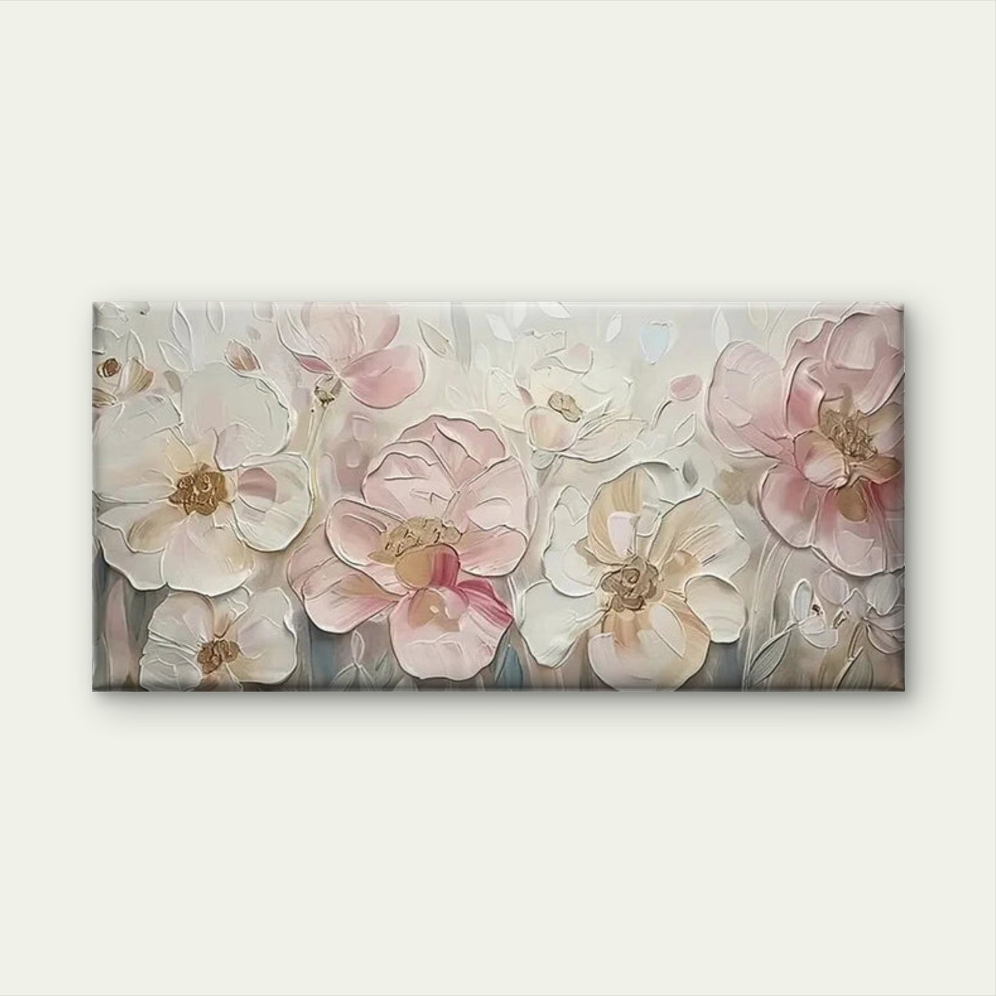 Abstract Art Pink Flowers wall canvas office home room framed 120x60cm - Bella Home Decor