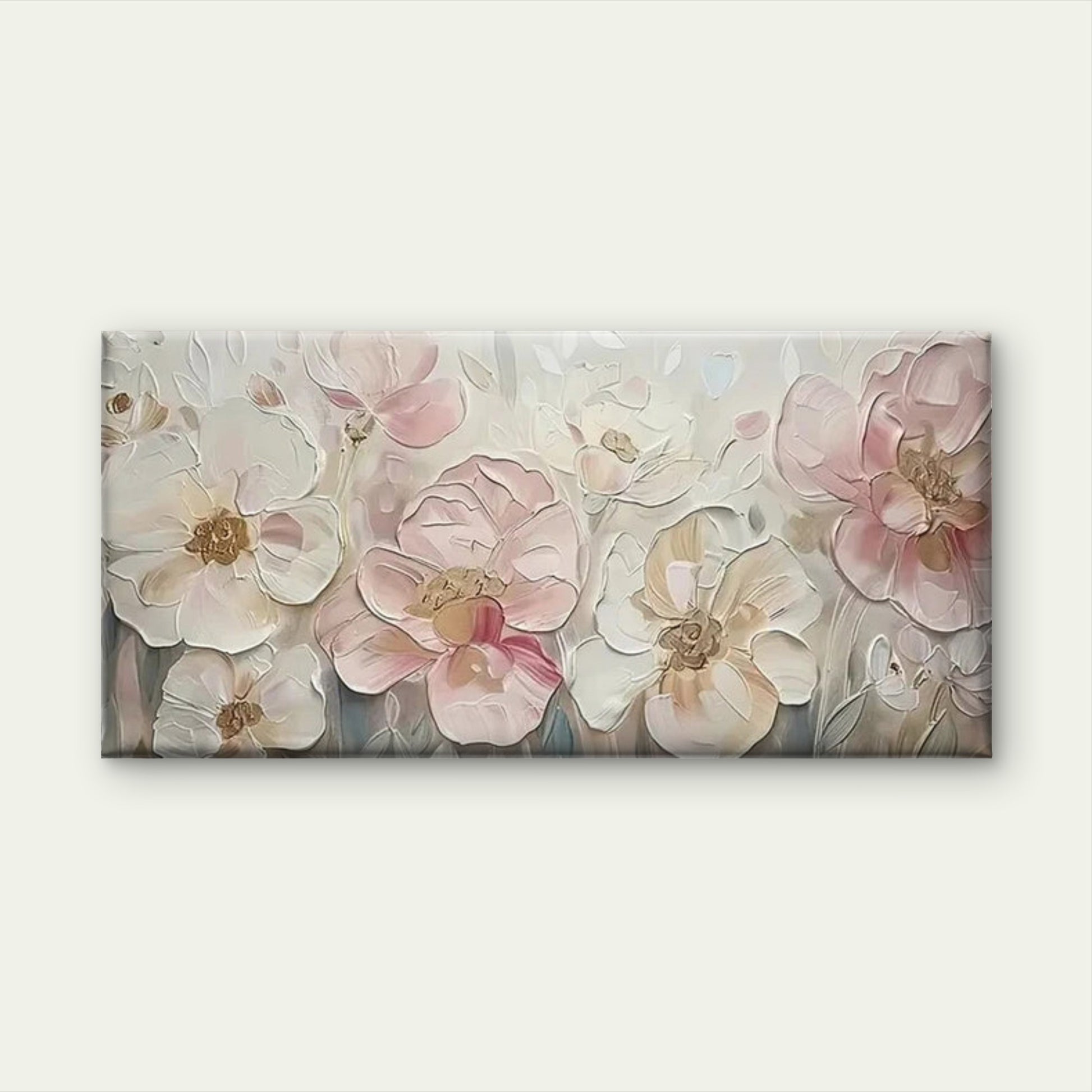 Abstract Art Pink Flowers wall canvas office home room framed 120x60cm - Bella Home Decor